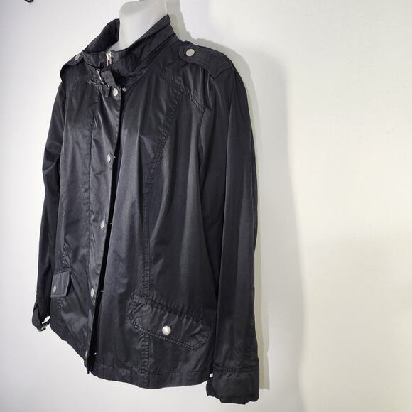 Chico's Womens Windbreaker Jacket Zip Snap Closure Lightweight Silver Hardware L - Picture 4 of 9